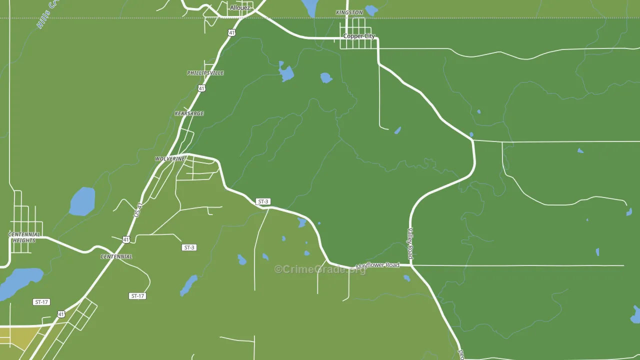Phillipsville, MI Map of Vehicle Theft Rates