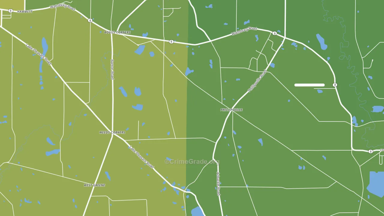 Phillipsville, PA Map of Vehicle Theft Rates