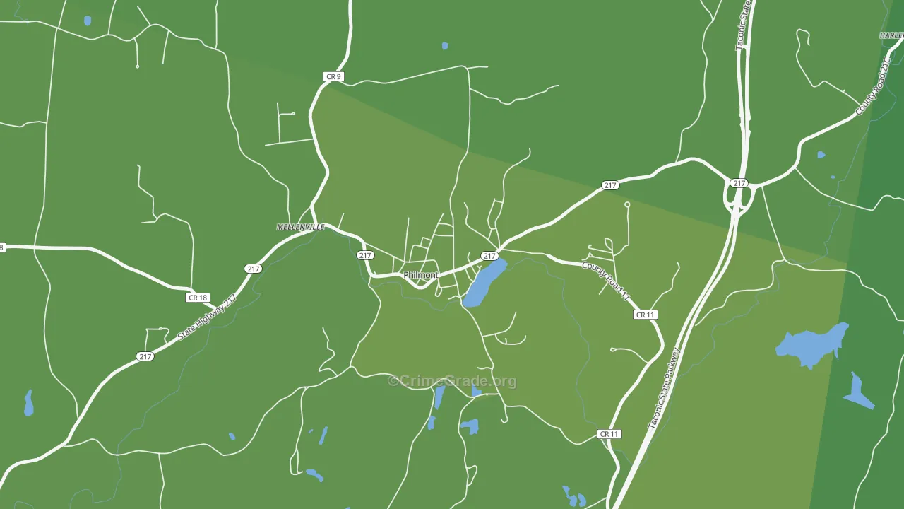 Philmont, NY Map of Vehicle Theft Rates
