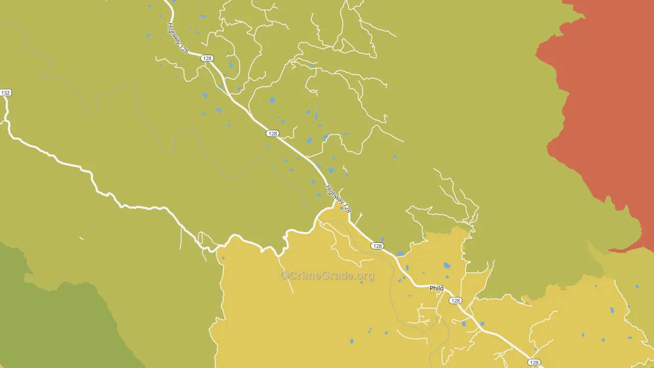 Philo, CA Map of Vehicle Theft Rates