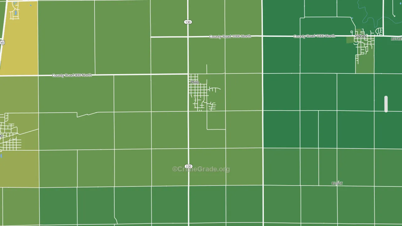 Philo, IL Map of Vehicle Theft Rates