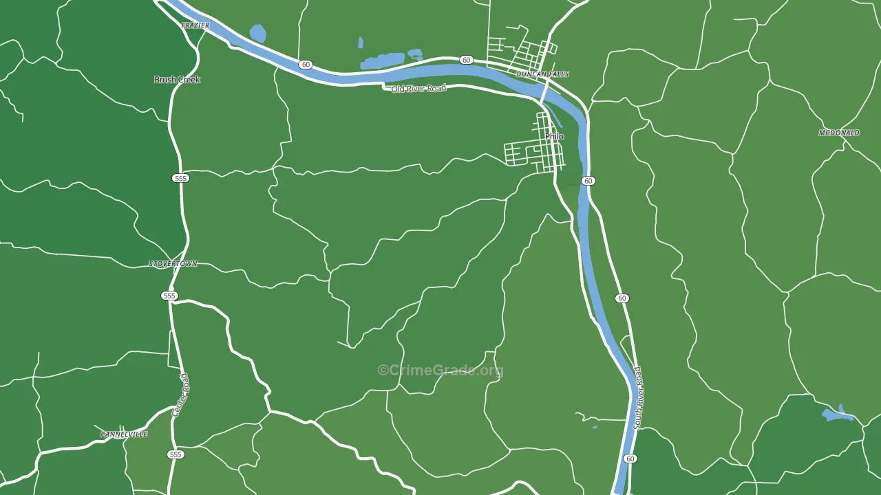 Philo, OH Map of Vehicle Theft Rates