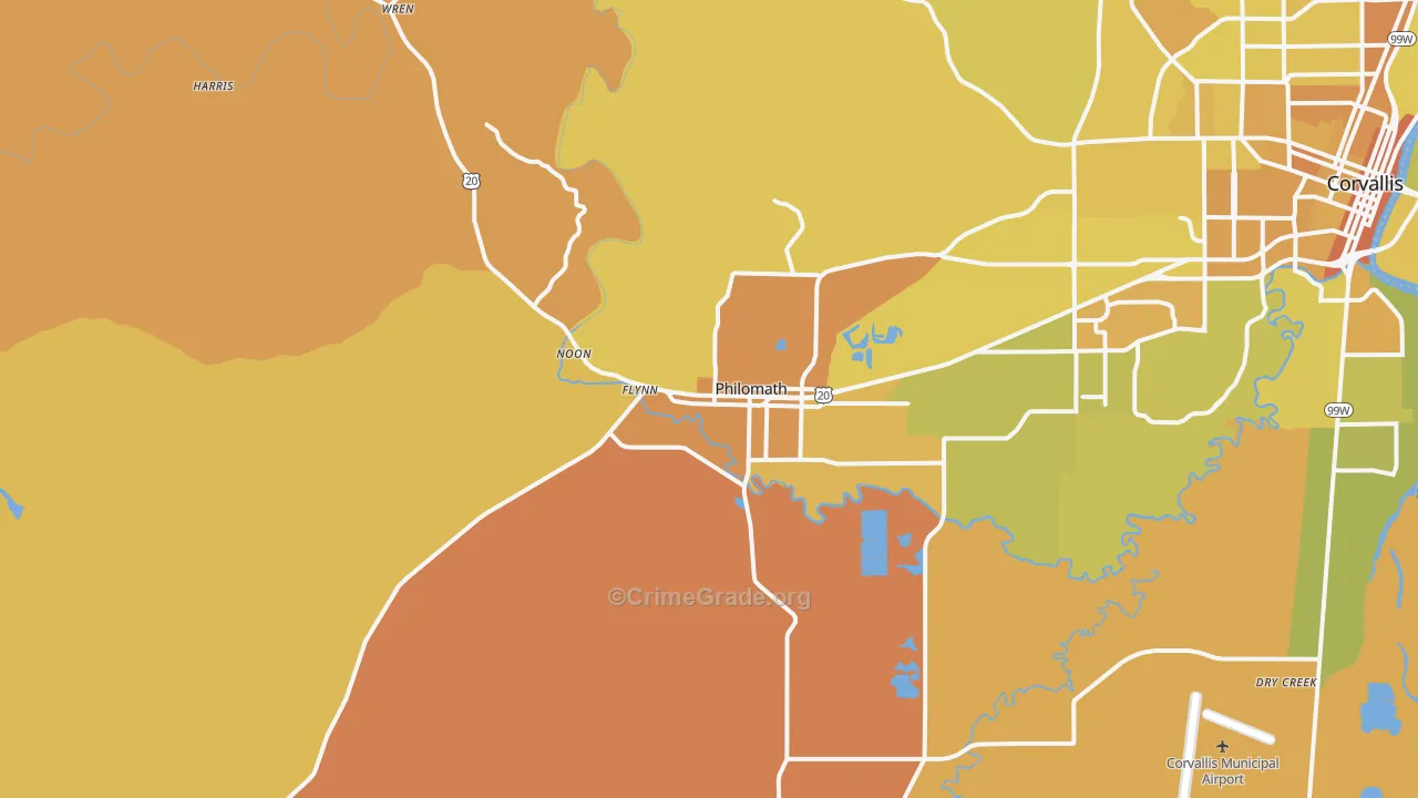 Philomath, OR Map of Vehicle Theft Rates