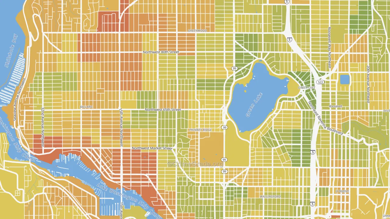 Phinney Ridge, Seattle, WA Map of Vehicle Theft Rates