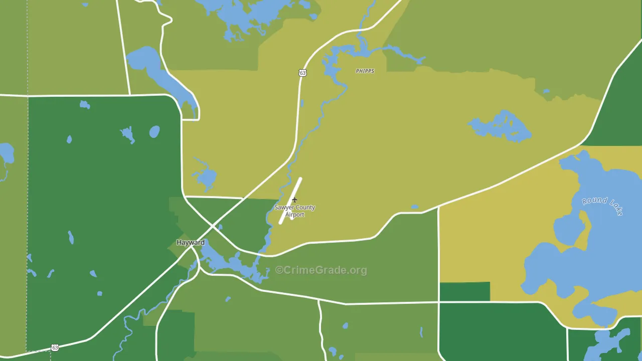 Phipps, WI Map of Vehicle Theft Rates