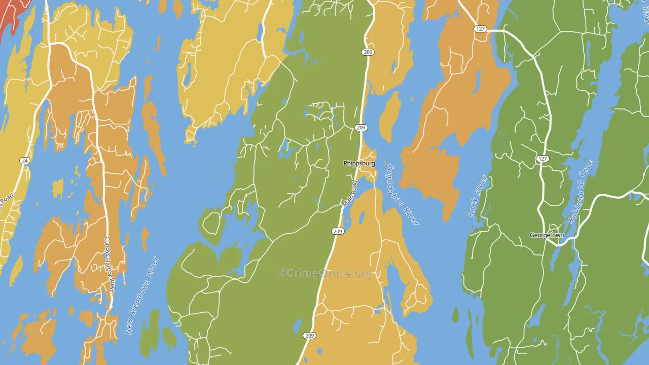 Phippsburg, ME Map of Vehicle Theft Rates