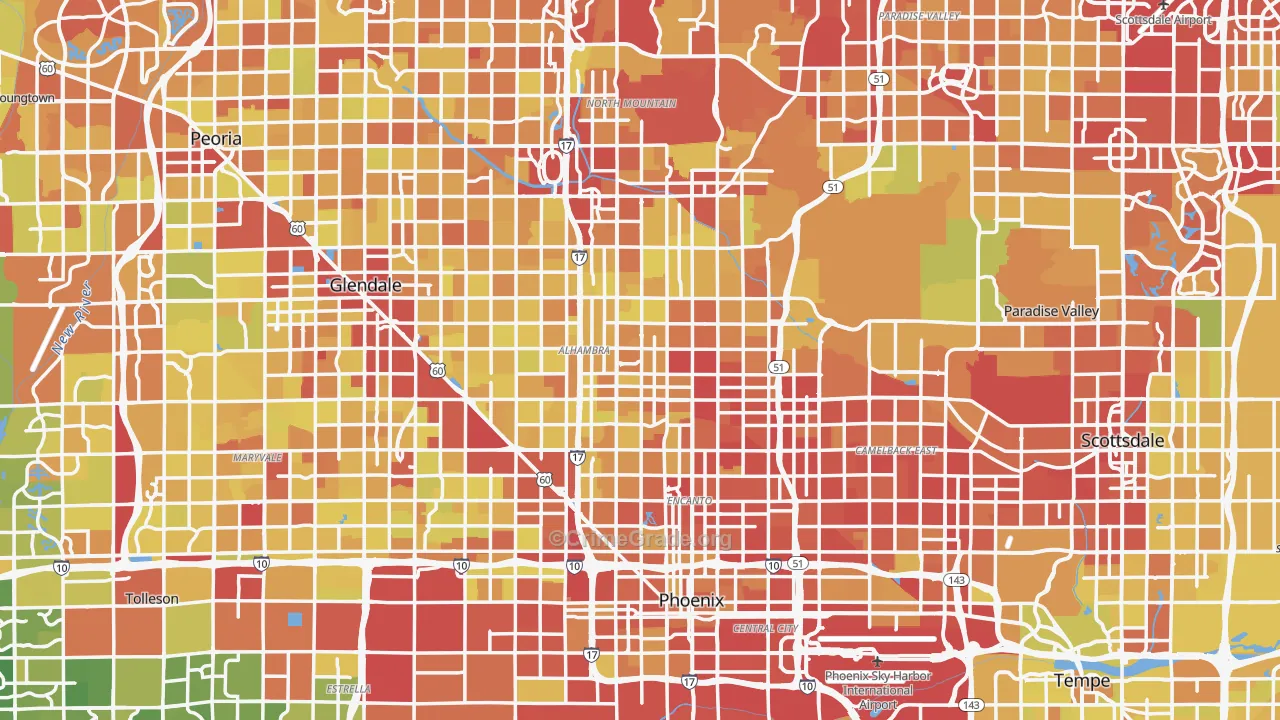 Phoenix, AZ Map of Vehicle Theft Rates