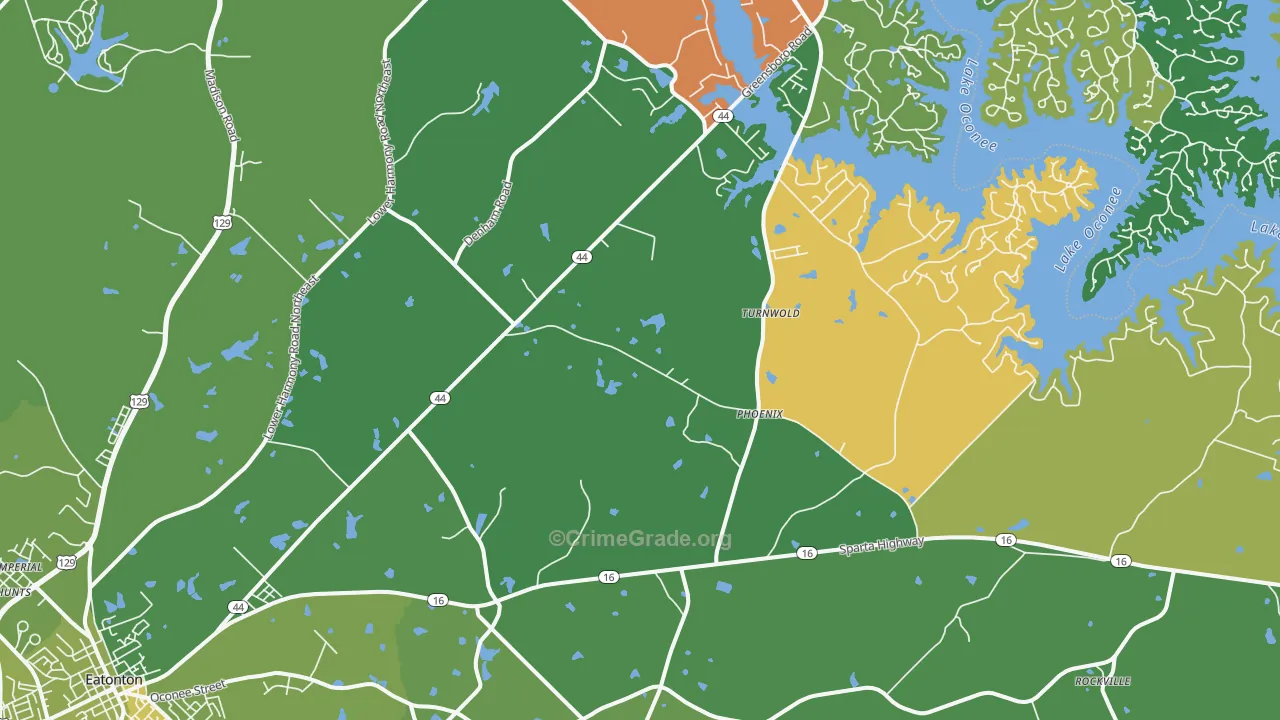 Phoenix, GA Map of Vehicle Theft Rates