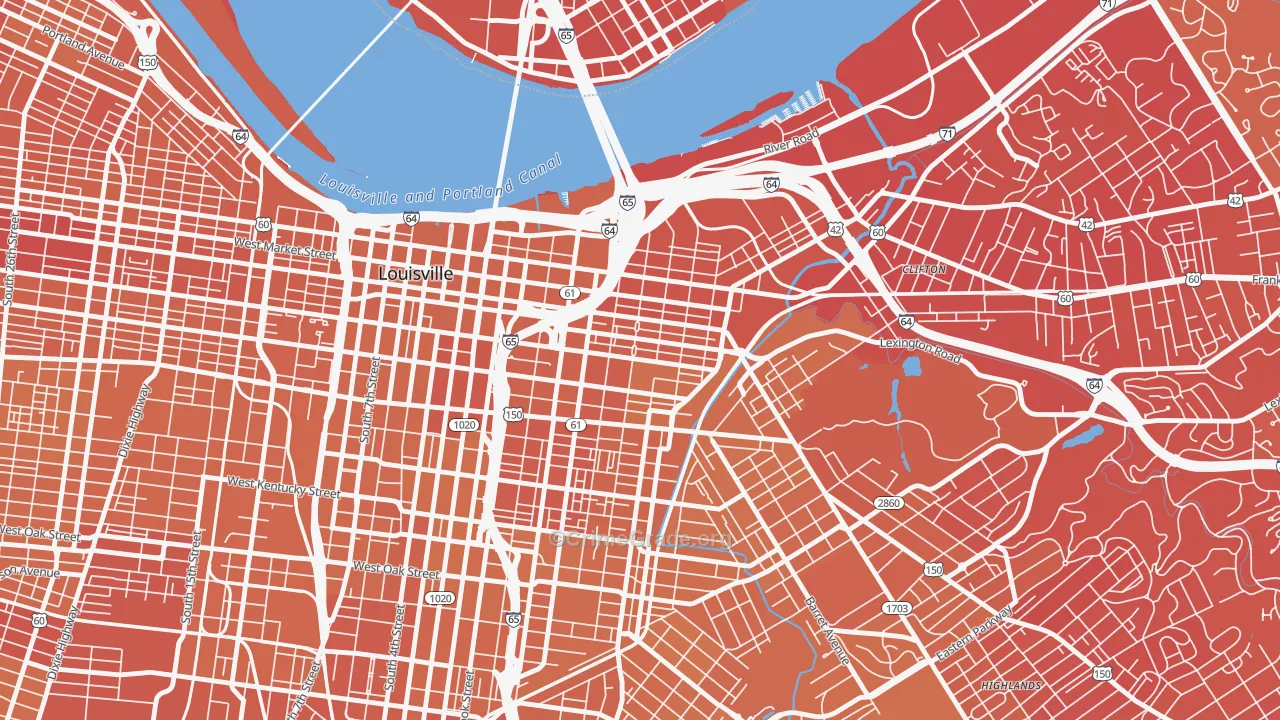 Phoenix Hill, Louisville, KY Map of Vehicle Theft Rates