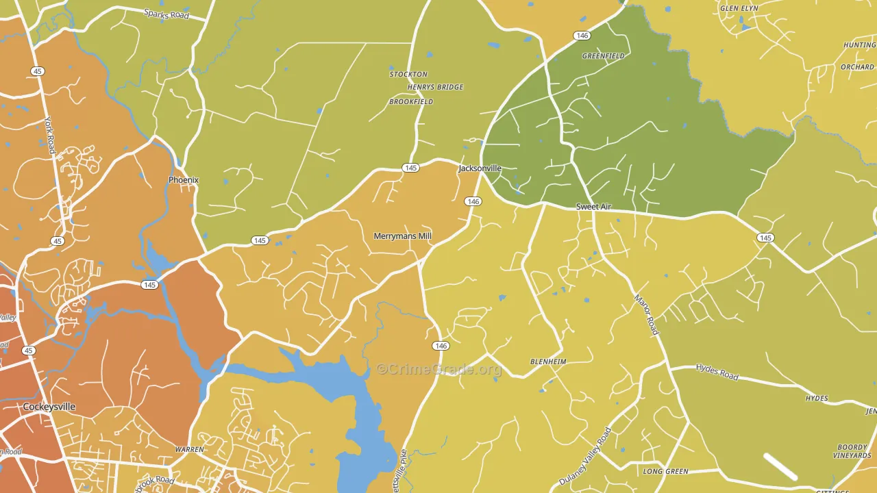 Phoenix, MD Map of Vehicle Theft Rates
