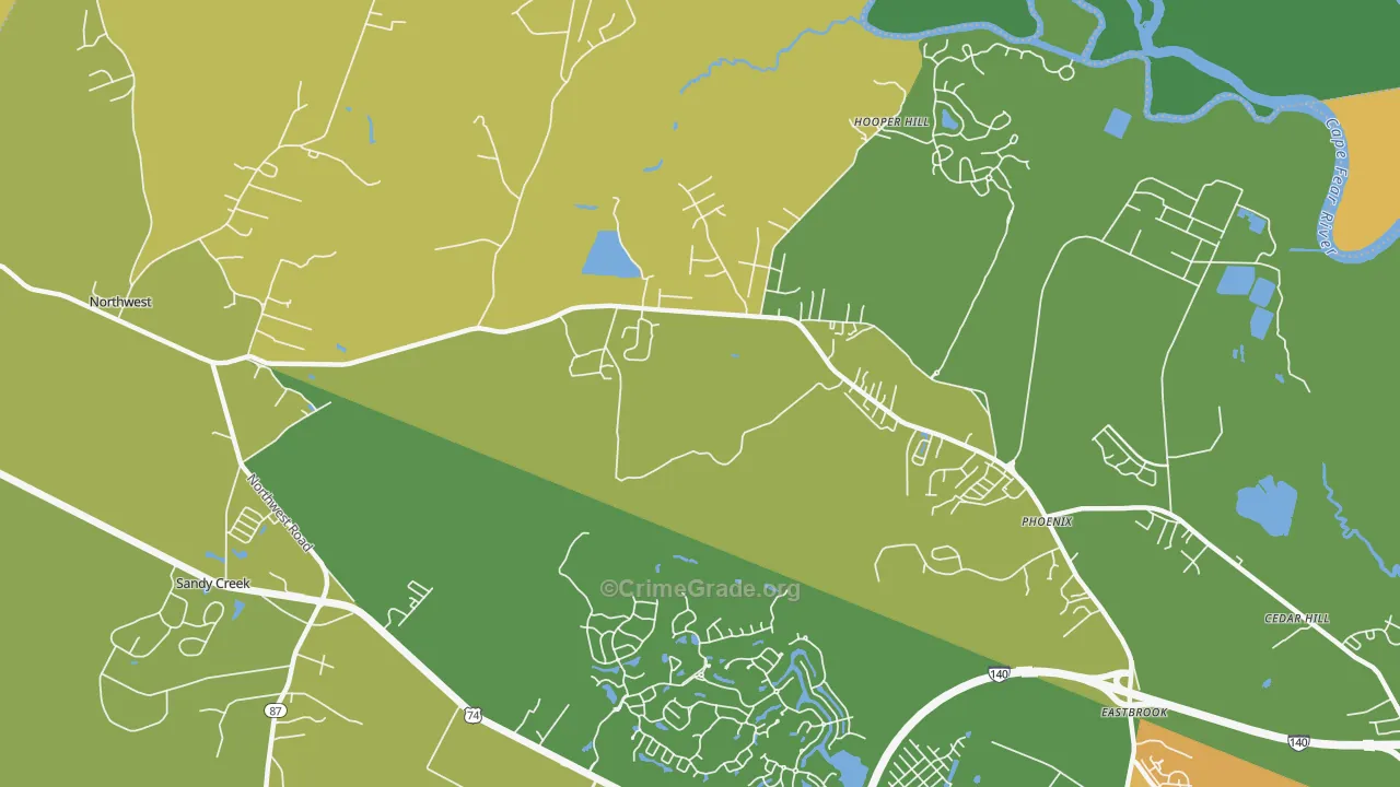 Phoenix, NC Map of Vehicle Theft Rates