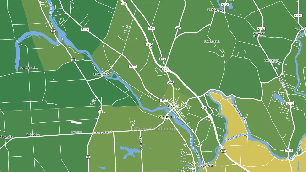Phoenix, NY Map of Vehicle Theft Rates