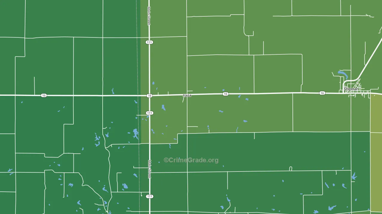 Piasa, IL Map of Vehicle Theft Rates