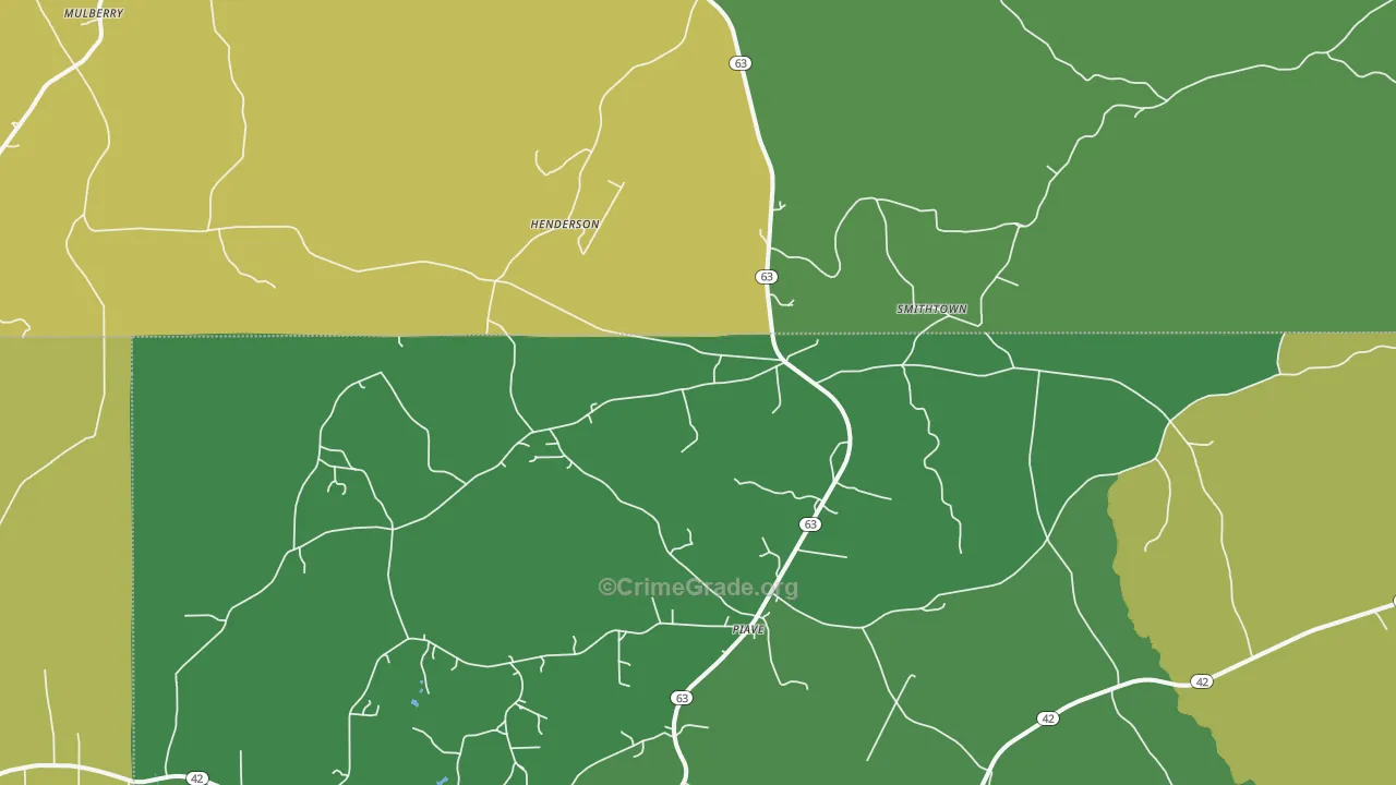 Piave, MS Map of Vehicle Theft Rates