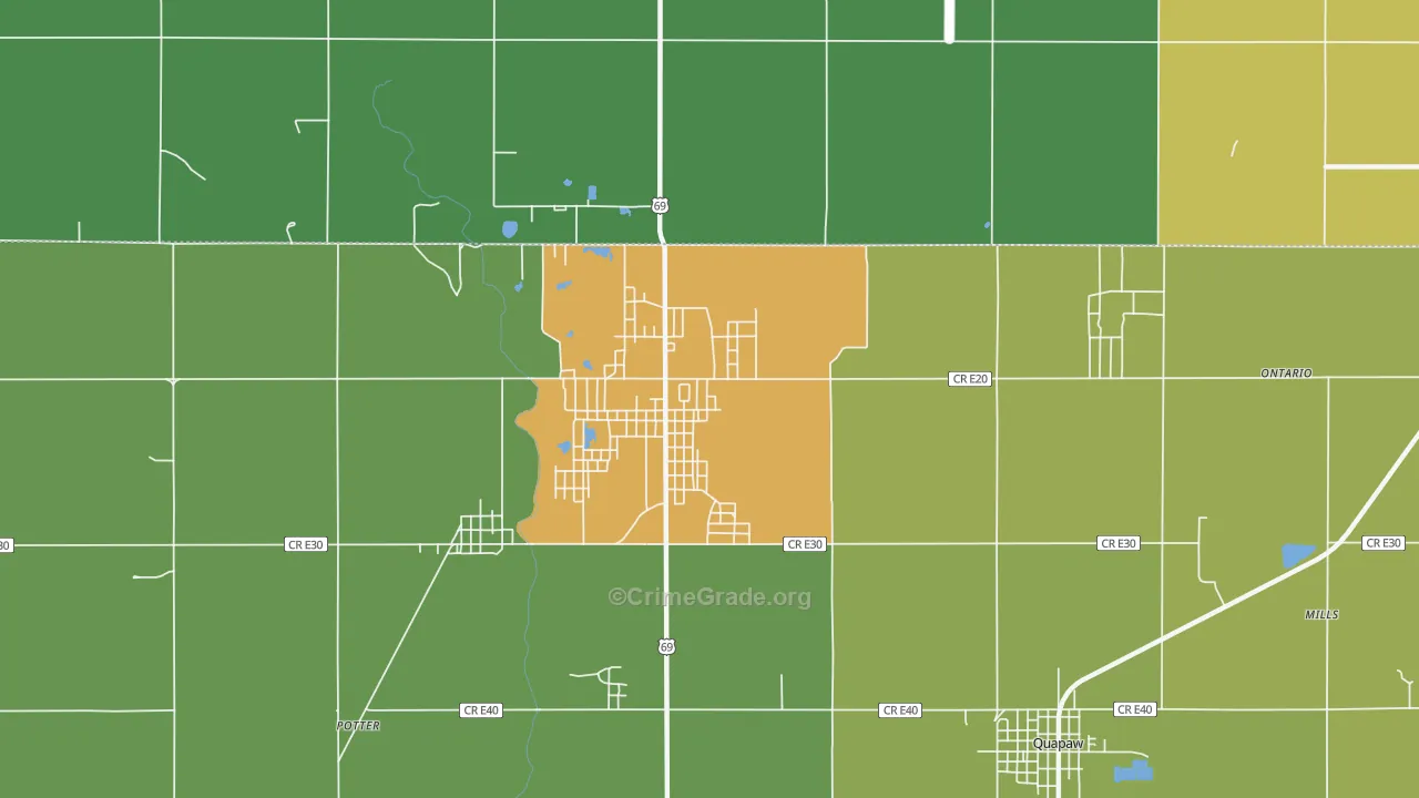 Picher, OK Map of Vehicle Theft Rates