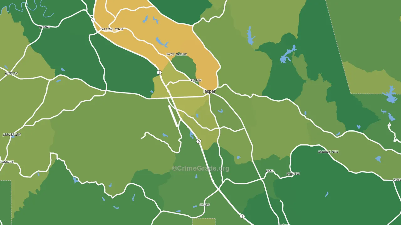Pickens County, GA Map of Vehicle Theft Rates