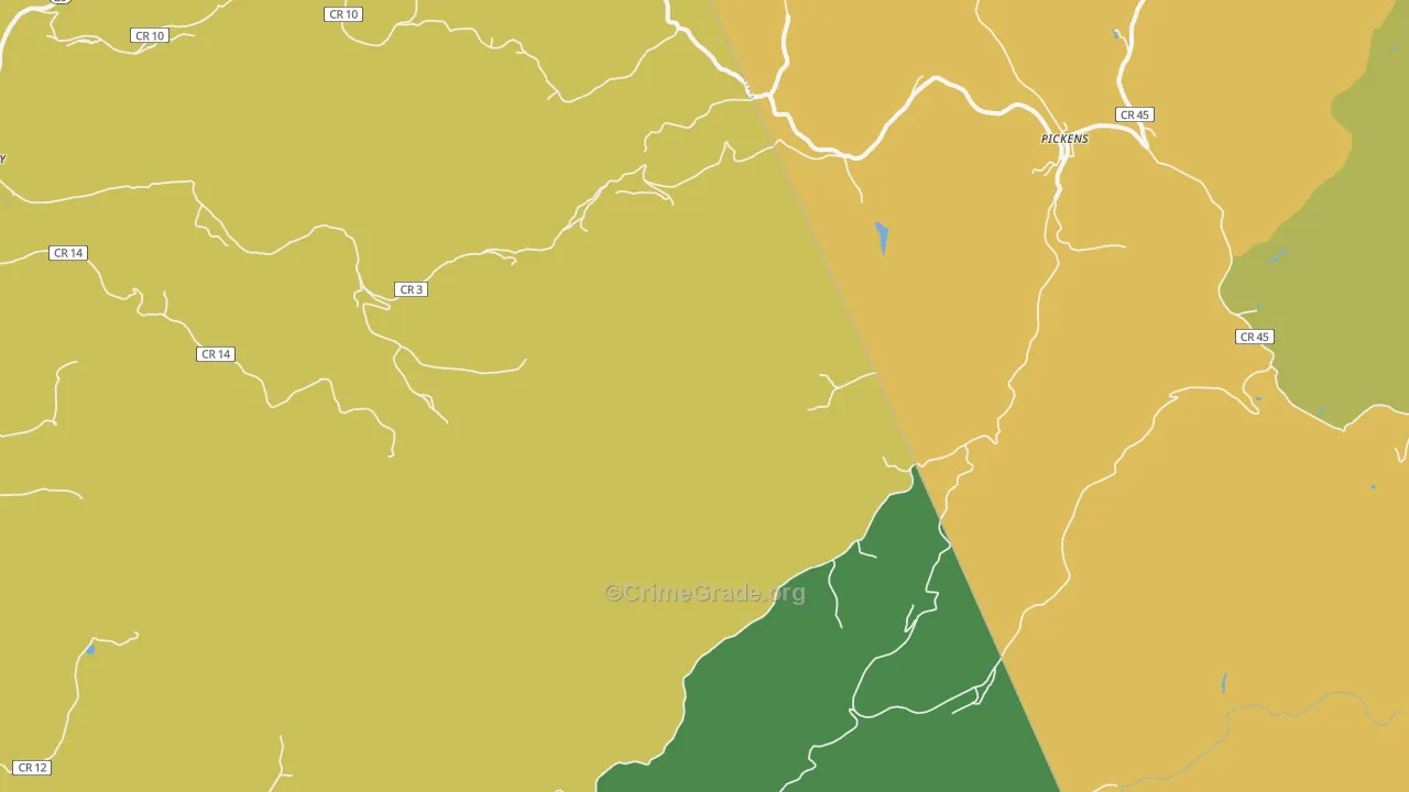 Pickens, WV Map of Vehicle Theft Rates
