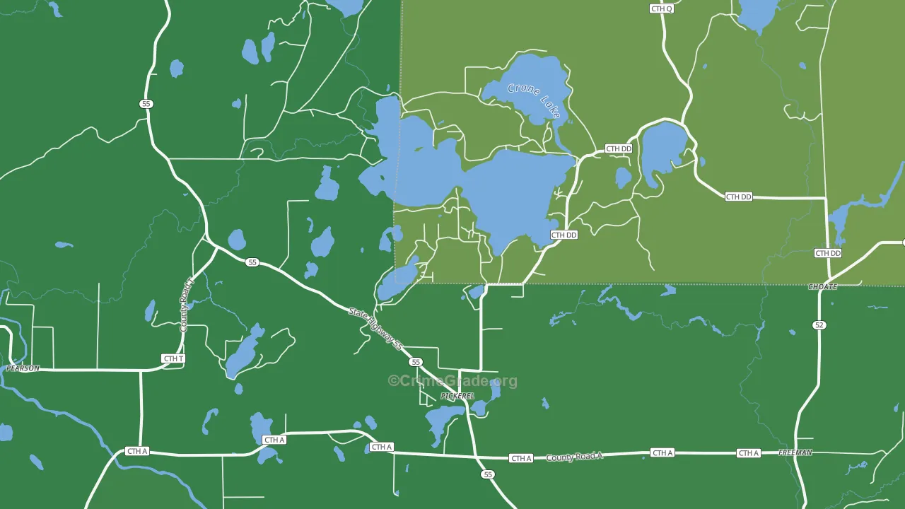 Pickerel, WI Map of Vehicle Theft Rates