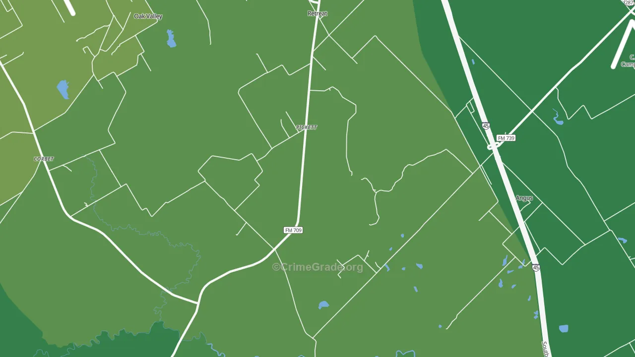 Pickett, TX Map of Vehicle Theft Rates