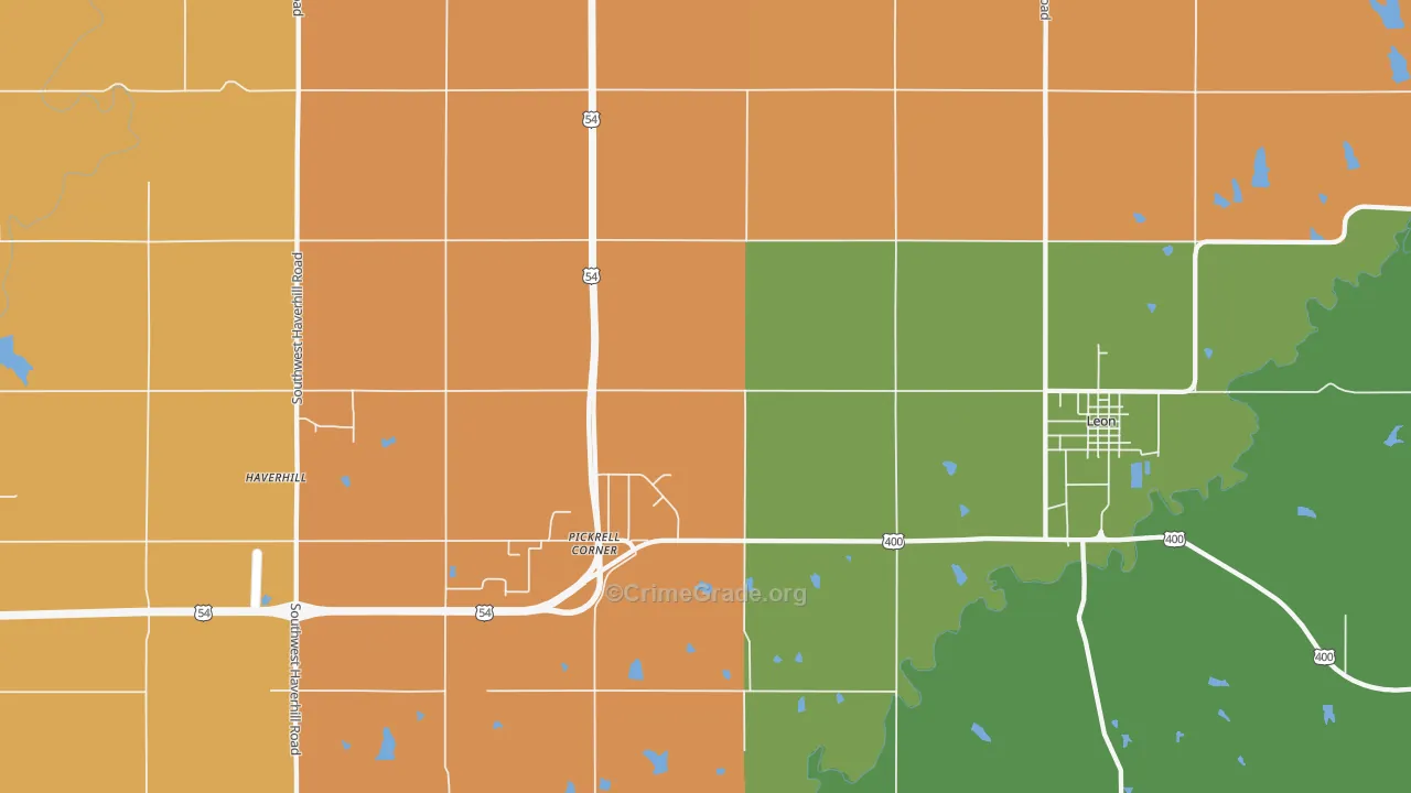 Pickrell Corner, KS Map of Vehicle Theft Rates