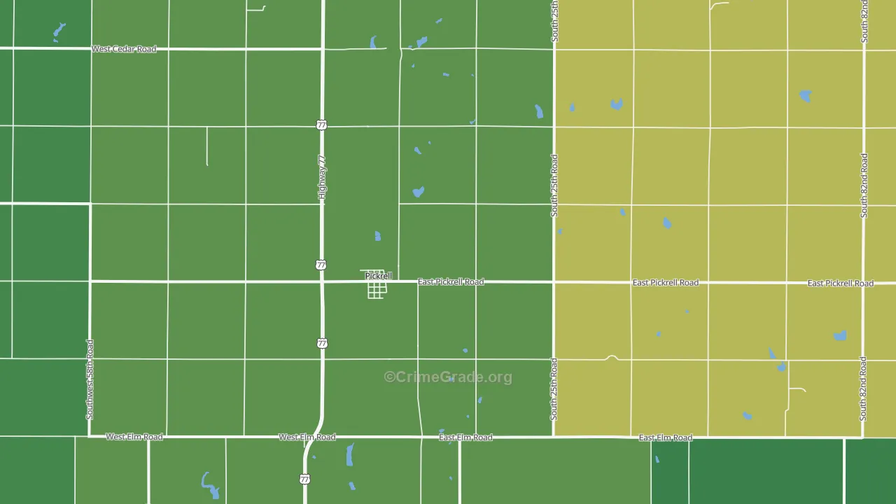 Pickrell, NE Map of Vehicle Theft Rates