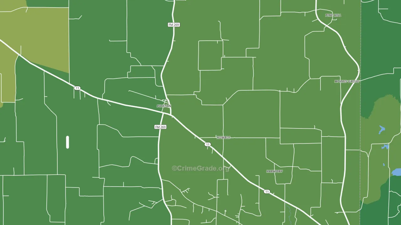 Pickton, TX Map of Vehicle Theft Rates