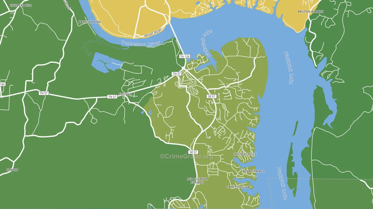 Pickwick Dam, TN Map of Vehicle Theft Rates