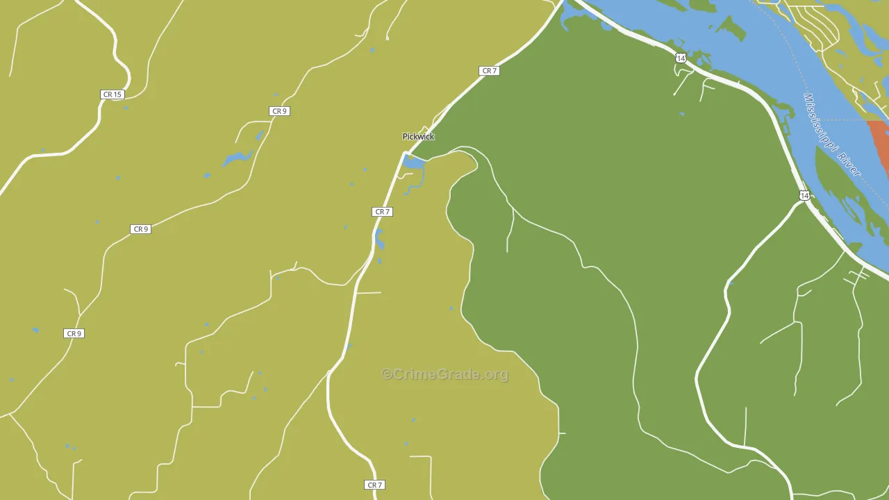 Pickwick, MN Map of Vehicle Theft Rates