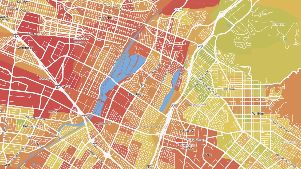 Pico Rivera, CA Map of Vehicle Theft Rates