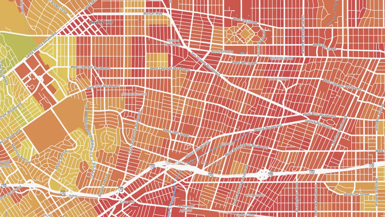 Pico-Robertson, Los Angeles, CA Map of Vehicle Theft Rates
