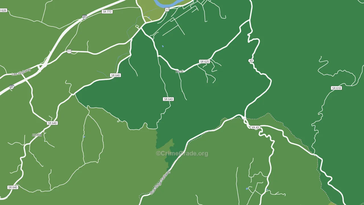 Pico, VA Map of Vehicle Theft Rates