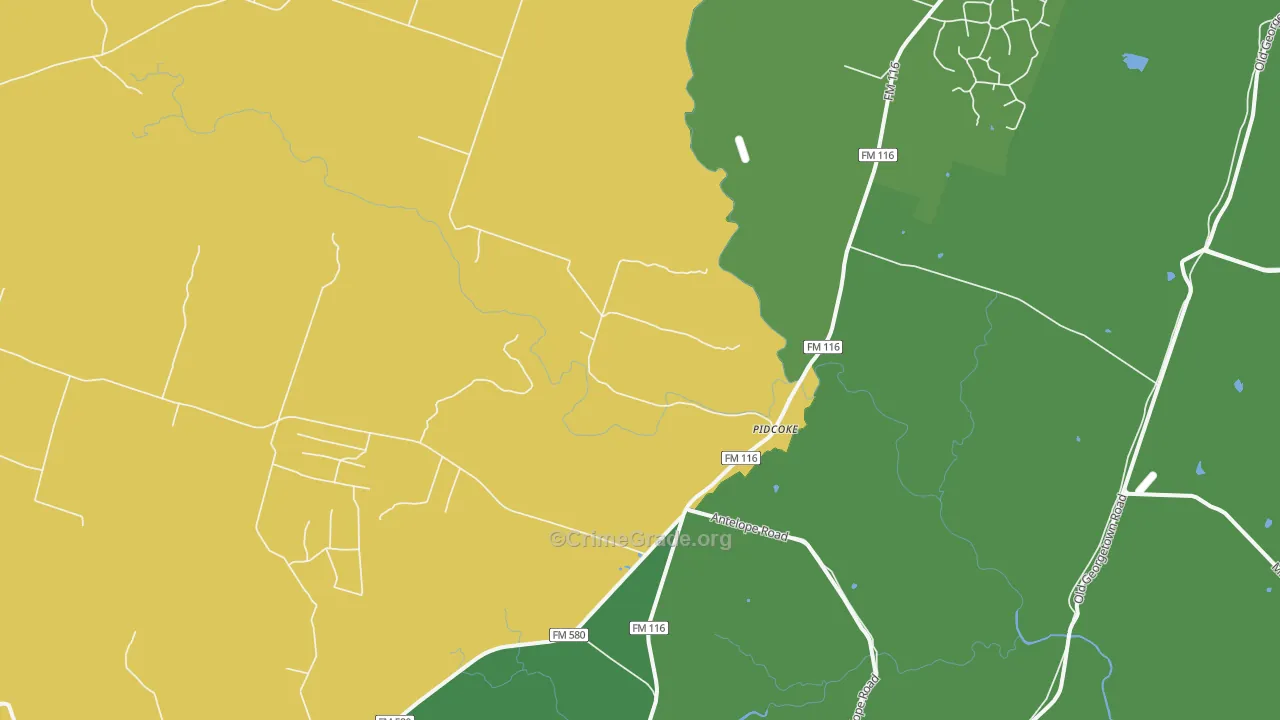 Pidcoke, TX Map of Vehicle Theft Rates