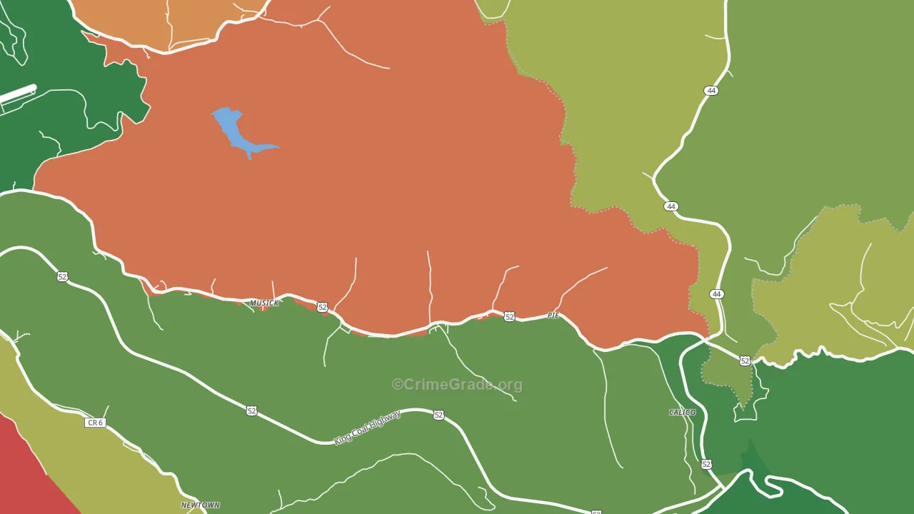 Pie, WV Map of Vehicle Theft Rates