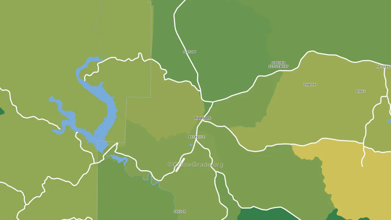 Piedmont, MO Map of Vehicle Theft Rates