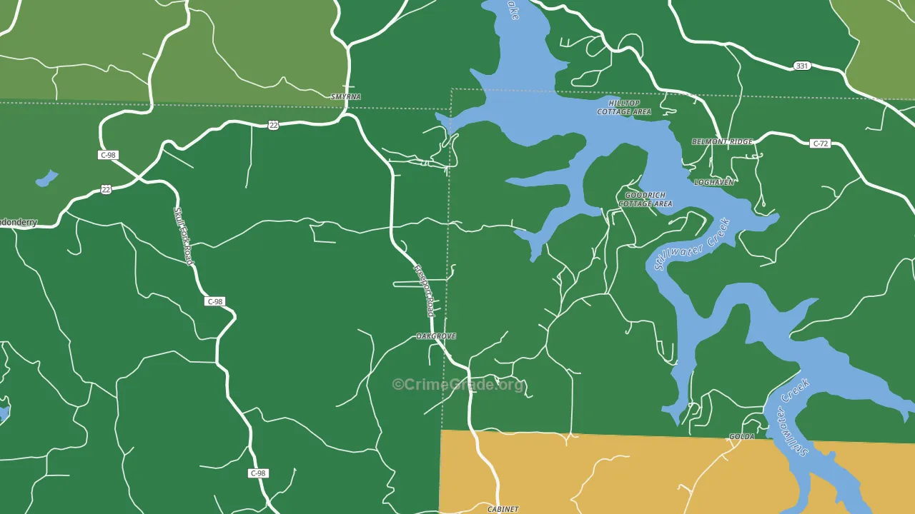 Piedmont, OH Map of Vehicle Theft Rates