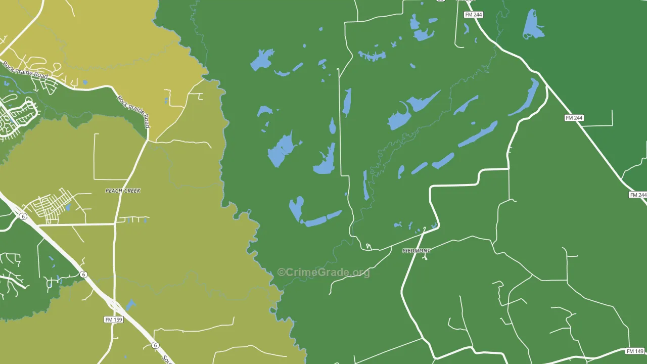 Piedmont, TX Map of Vehicle Theft Rates