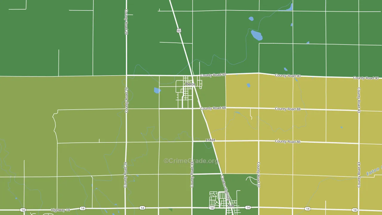 Pierce, CO Map of Vehicle Theft Rates