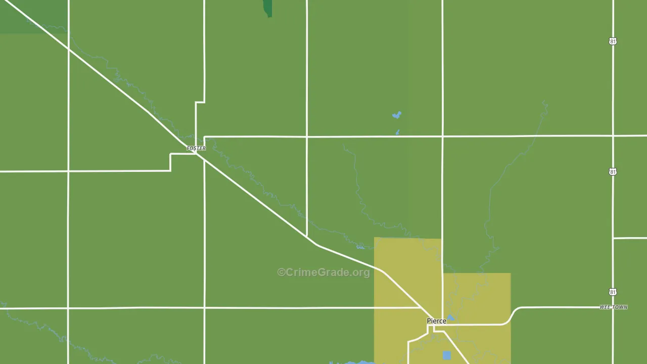 Pierce County, NE Map of Vehicle Theft Rates