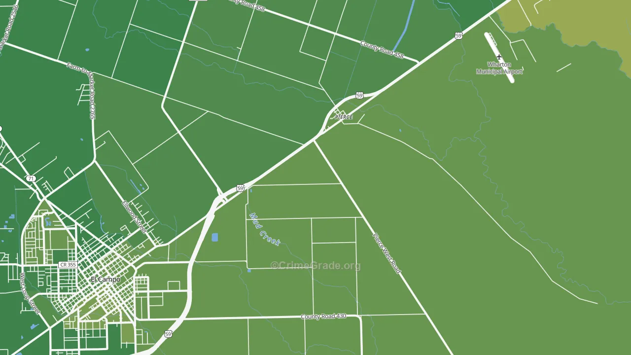 Pierce, TX Map of Vehicle Theft Rates