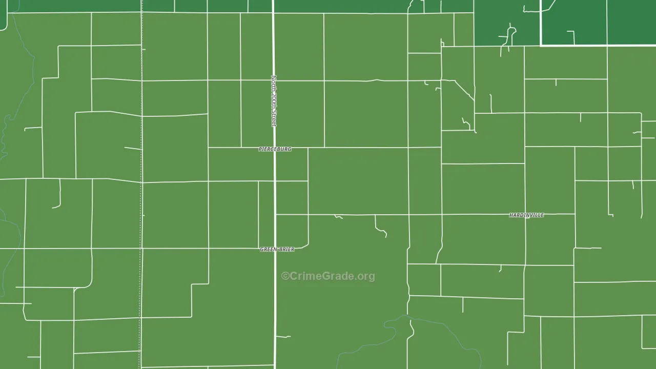 Pierceburg, IL Map of Vehicle Theft Rates