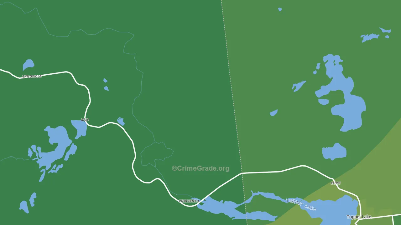 Piercefield, NY Map of Vehicle Theft Rates