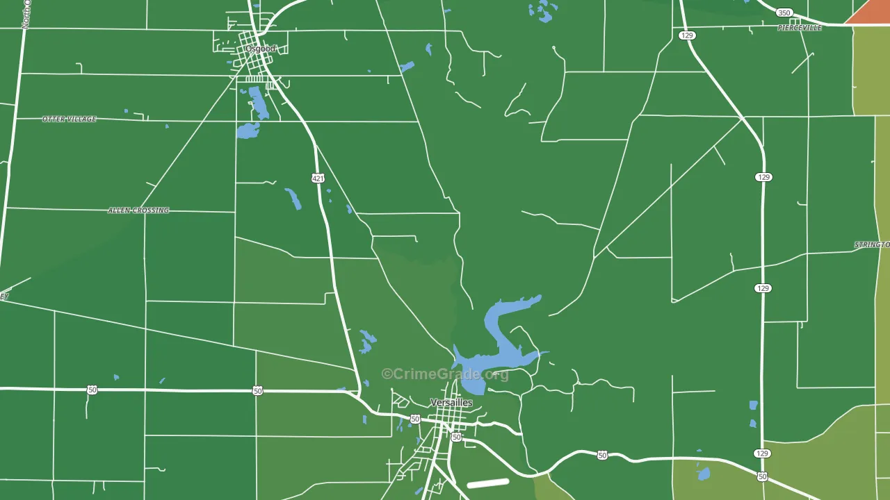 Pierceville, IN Map of Vehicle Theft Rates