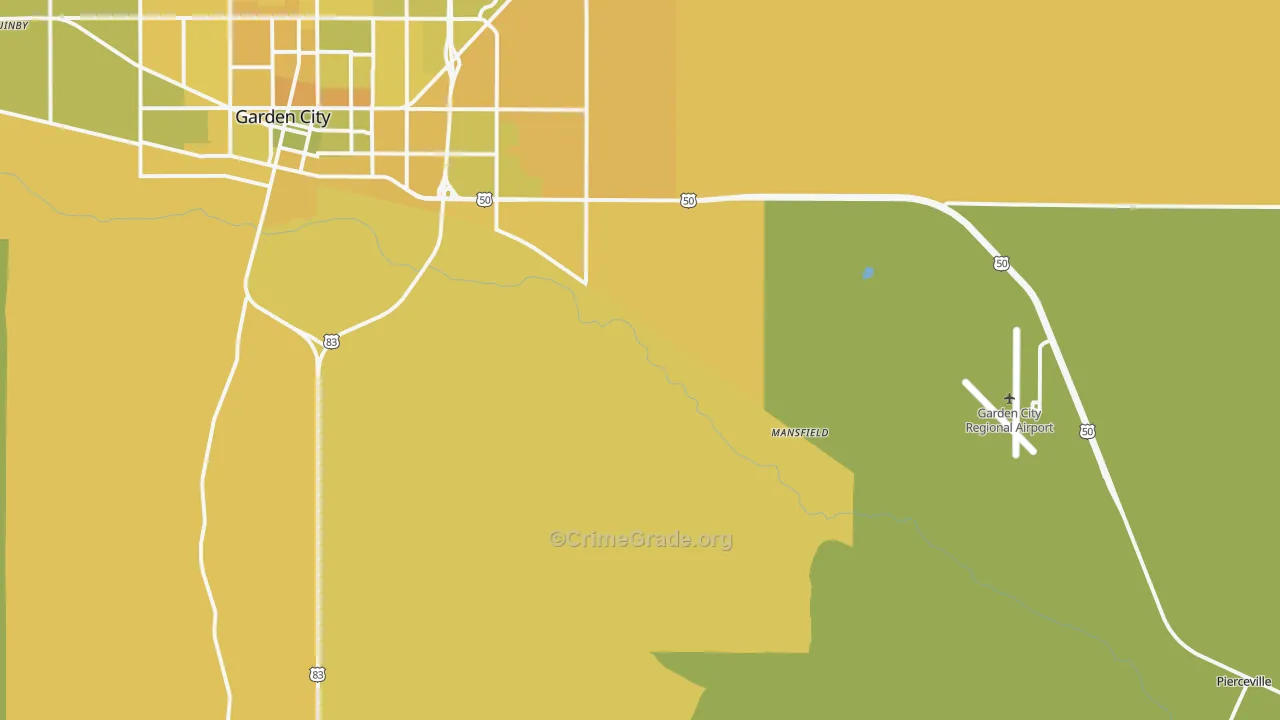 Pierceville, KS Map of Vehicle Theft Rates