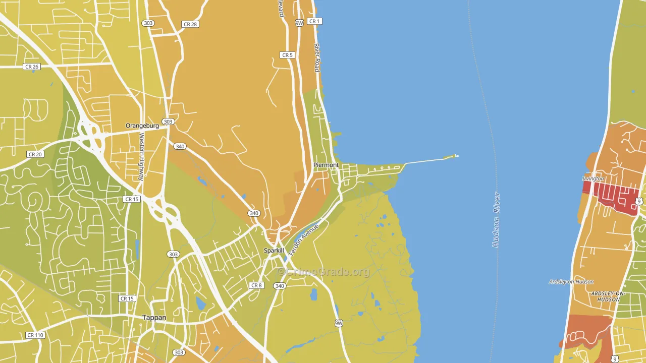 Piermont, NY Map of Vehicle Theft Rates