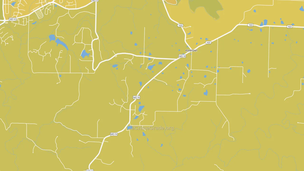 Pierpont, MO Map of Vehicle Theft Rates
