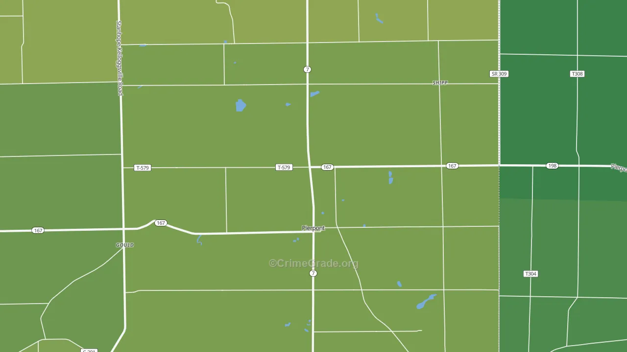 Pierpont, OH Map of Vehicle Theft Rates