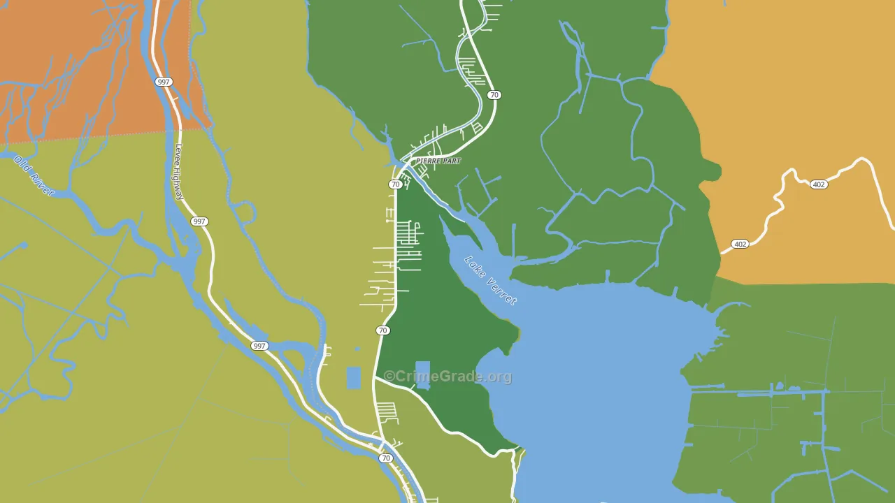 Pierre Part, LA Map of Vehicle Theft Rates