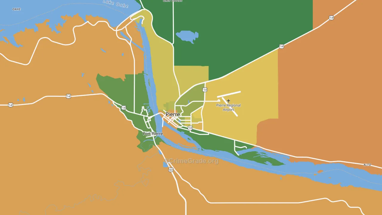 Pierre, SD Map of Vehicle Theft Rates