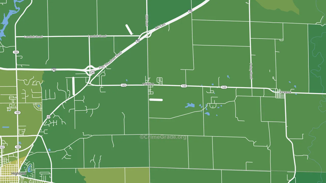 Pierron, IL Map of Vehicle Theft Rates