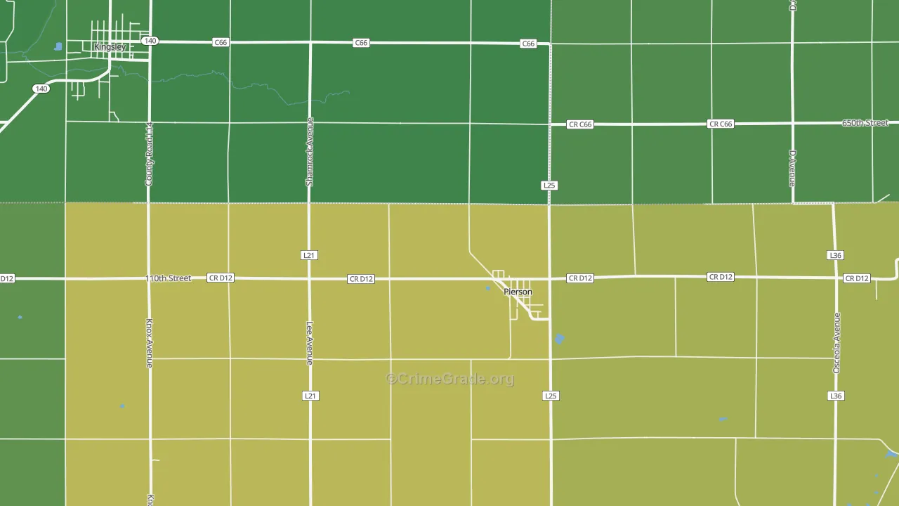 Pierson, IA Map of Vehicle Theft Rates